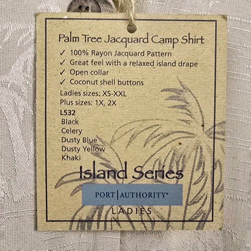 Port Authority Island Series Khaki Button-up Jacquard Shirt Women's Medium NEW - Picture 5 of 8